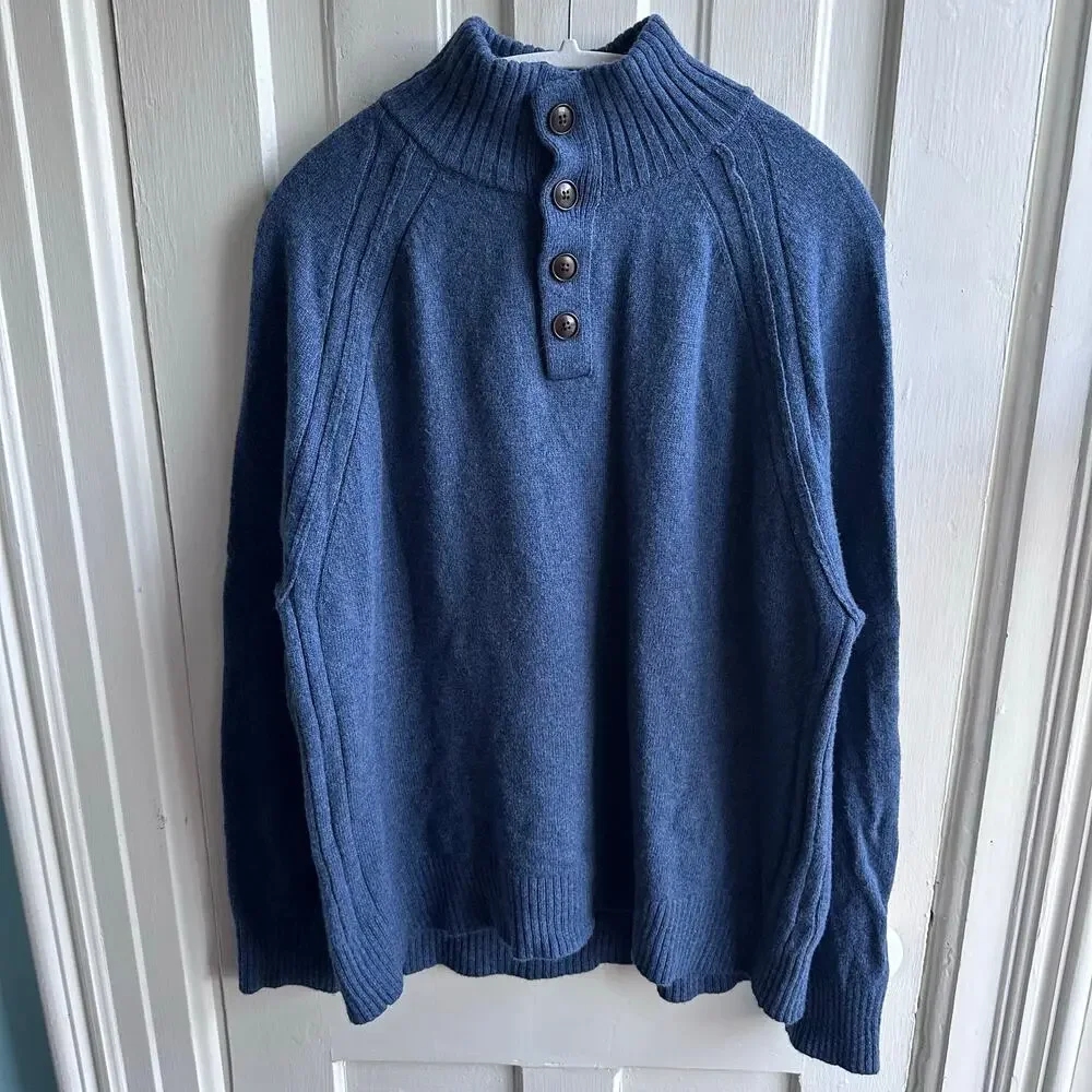 Banana Republic Novara Mock Neck Sweater – Navy Blue – XL – Italian Yarn